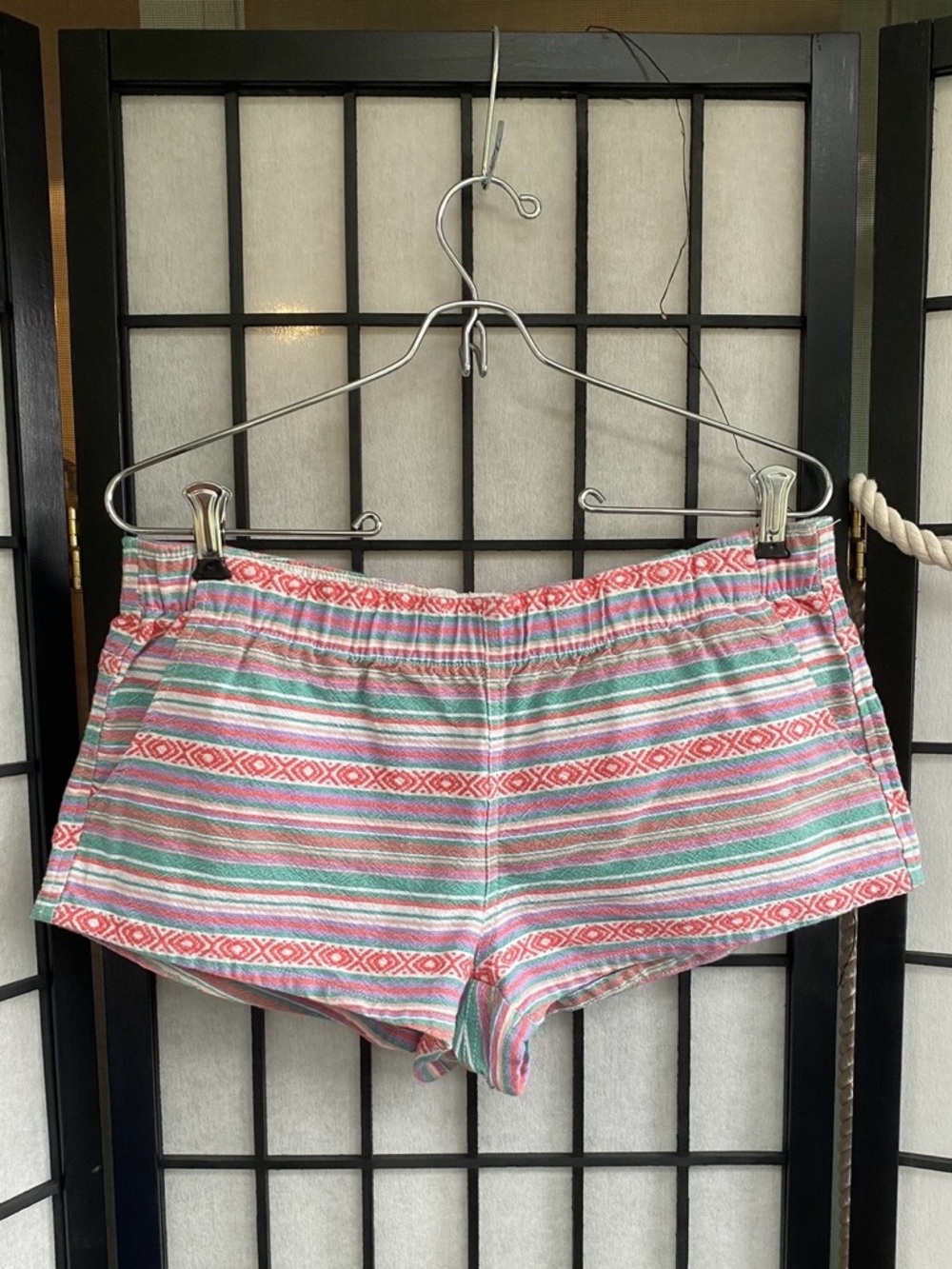 Empyre Striped Coral and Mint Athletic Shorts